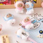 ست پاک کن و مدادتراش سیلیکونی طرح خرس فضانورد SPACE TRAVEL کد 3814