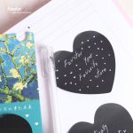 ست استیک نوت مشکی قلبی و روان نویس مون لایت QIANKE طرح ونگوگ کد BQ-1225 - Image 2