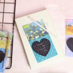 ست استیک نوت مشکی قلبی و روان نویس مون لایت QIANKE طرح ونگوگ کد BQ-1225