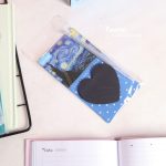 ست استیک نوت مشکی قلبی و روان نویس مون لایت QIANKE طرح ونگوگ کد BQ-1225 - Image 5