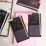 ست استیک نوت مشکی مربعی و روان نویس مون لایت QIANKE طرح ستاره فلکی کد BQ-1082