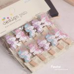 ست 10 عددی گیره چوبی KLAUS طرح یونیکورن یال‌ رنگی