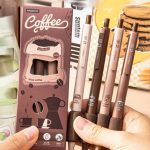 ست 4 عددی روان نویس کلیکی گریپ فومی MOKA طرح کافی کد MK-1149