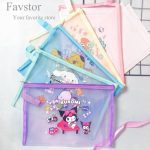 کاور زیپ دار توری A4 طرح کرومی و Sanrio