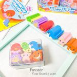 ست 6 عددی پاک کن استوانه‌ای QIHAO طرح حیوانات دریایی MARINE LIFE کد QH-8514