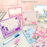 ست مینی تخته وایت برد دو رو، مگنت و ماژیک طرح پونی کد 1001