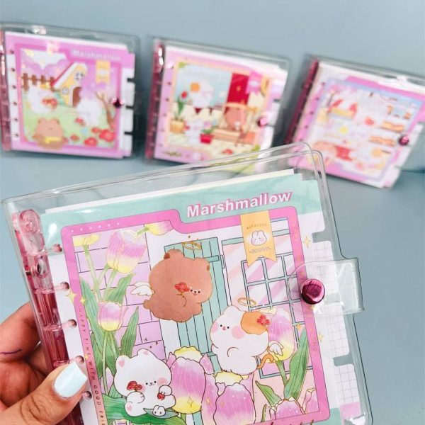 مینی کلاسور جلد شفاف طرح خرس Marshmallow کد 7106