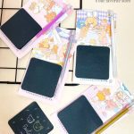 ست استیک نوت مشکی مربعی و روان نویس مون لایت QIANKE طرح خرس کد BQ_1462