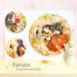 ست 3 تکه تابلو چوبی پشت چسب دار دایره طرح دختر جنگل Forest Girl - Image 9