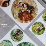 ست 3 تکه تابلو چوبی پشت چسب دار دایره طرح دختر جنگل Forest Girl - Image 3
