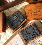 ست 28 عددی مهر چوبی طرح حروف الفبا و اعداد ANTIQUE STAMP