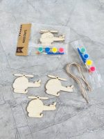 ست 3 عددی تابلو رنگ آمیزی چوبی آویزدار و گواش BIERSI سری WOOD CRAFTS طرح وسایل نقلیه و حیوانات کد 1062 - Image 4