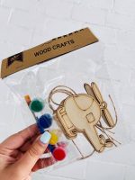 ست 3 عددی تابلو رنگ آمیزی چوبی آویزدار و گواش BIERSI سری WOOD CRAFTS طرح وسایل نقلیه و حیوانات کد 1062 - Image 2