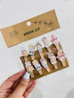 ست 10 عددی گیره چوبی WOODEN CLIP طرح دختر و پسر