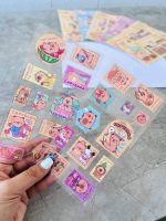 ست دو عددی استیکر شفاف طرح تمبر کاپی بارا کد YKA-1