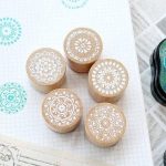 ست 6 عددی مهر چوبی گرد طرح گل - Image 2