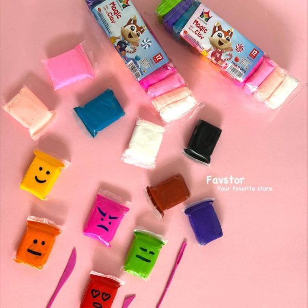 ست 12 رنگ خمیر کلی سبک Magic Clay کد 6613