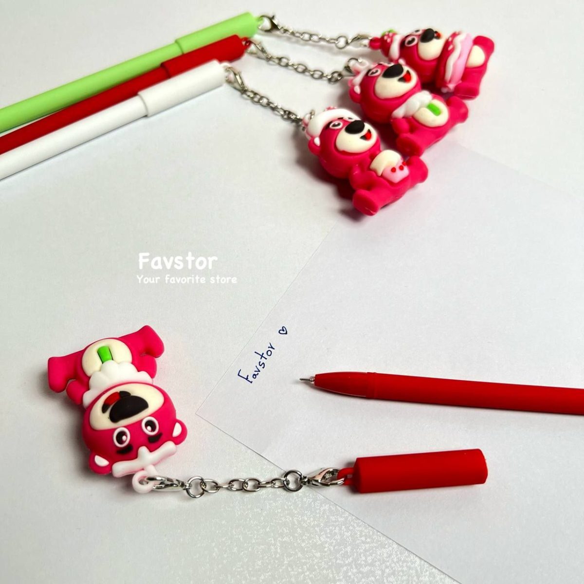 روان نویس آویزدار سیلیکونی طرح خرس و توت فرنگی Lotso کد 218 - Image 3