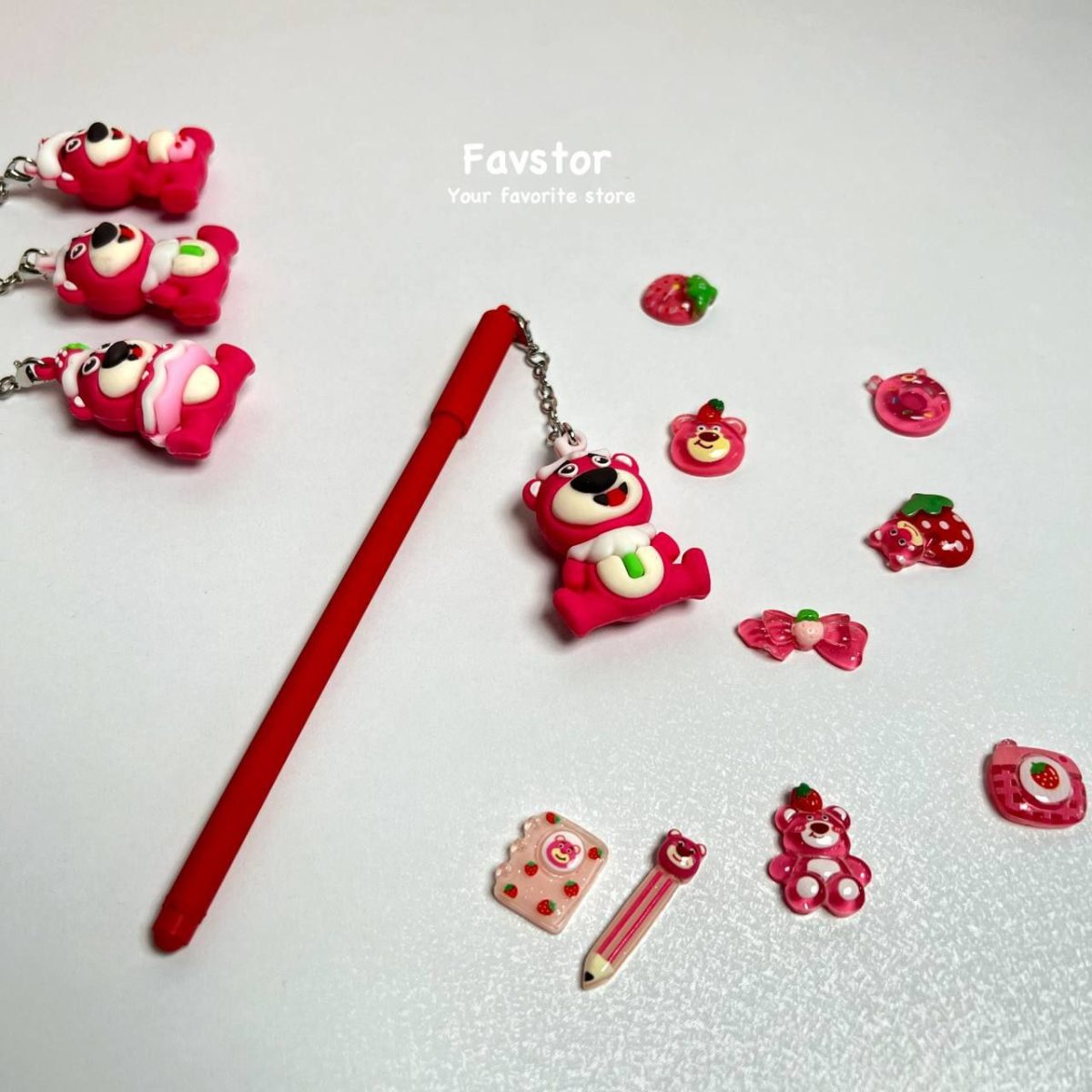 روان نویس آویزدار سیلیکونی طرح خرس و توت فرنگی Lotso کد 218 - Image 6