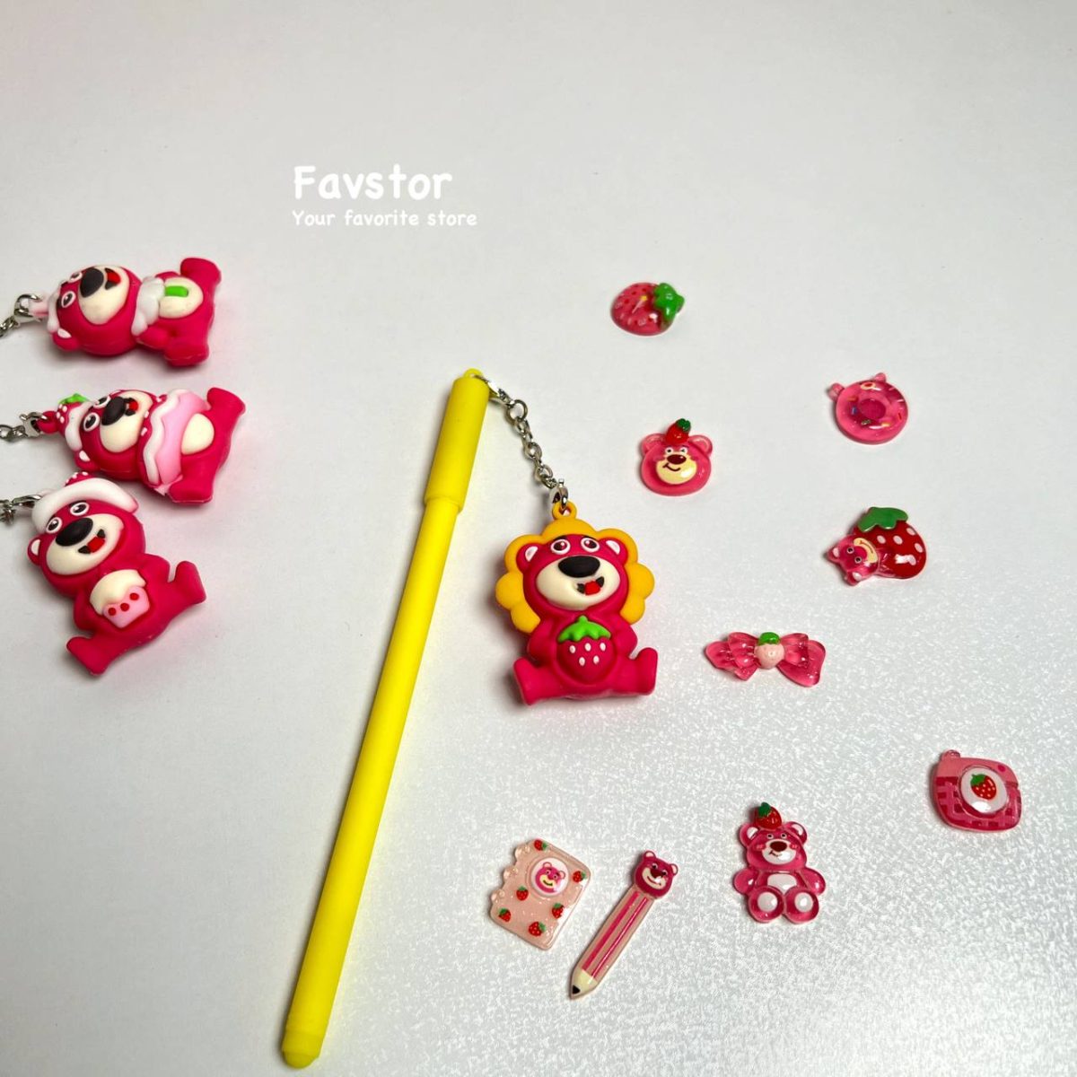 روان نویس آویزدار سیلیکونی طرح خرس و توت فرنگی Lotso کد 218 - Image 8