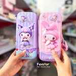 جامدادی نیم تبلتی 3D قفل دار طرح کرومی و Sanrio کد 8918 - Image 3