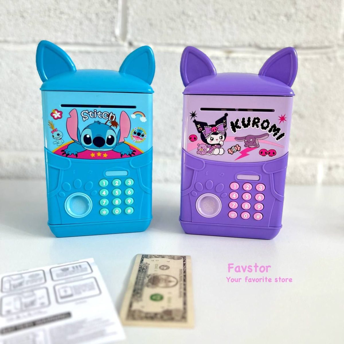 قلک پسورددار گاو صندوقی طرح کرومی و استیچ Money Box کد 881502 - Image 1