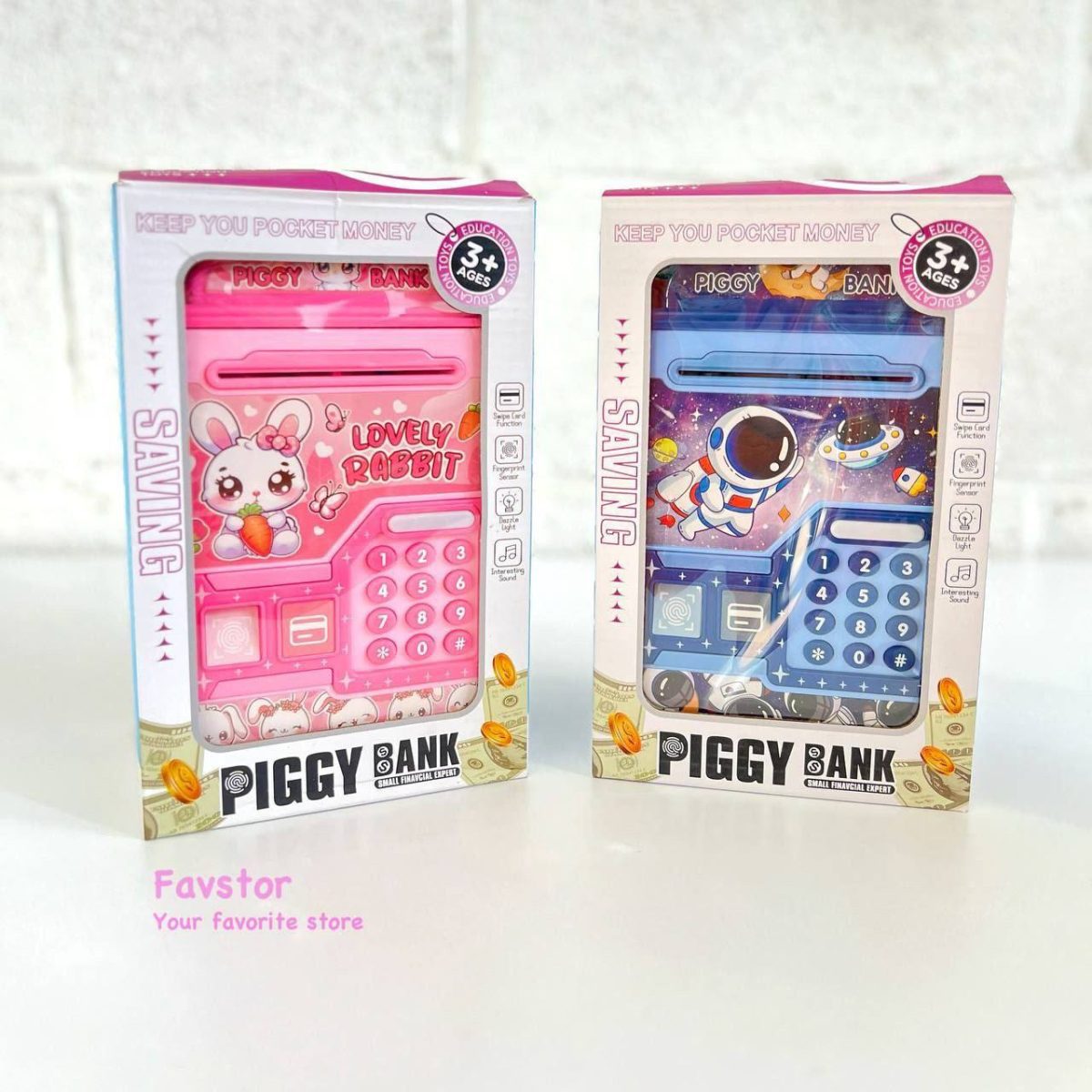 قلک پسورددار گاو صندوقی طرح خرگوش و فضانورد PIGGY BANK کد 666 - Image 2