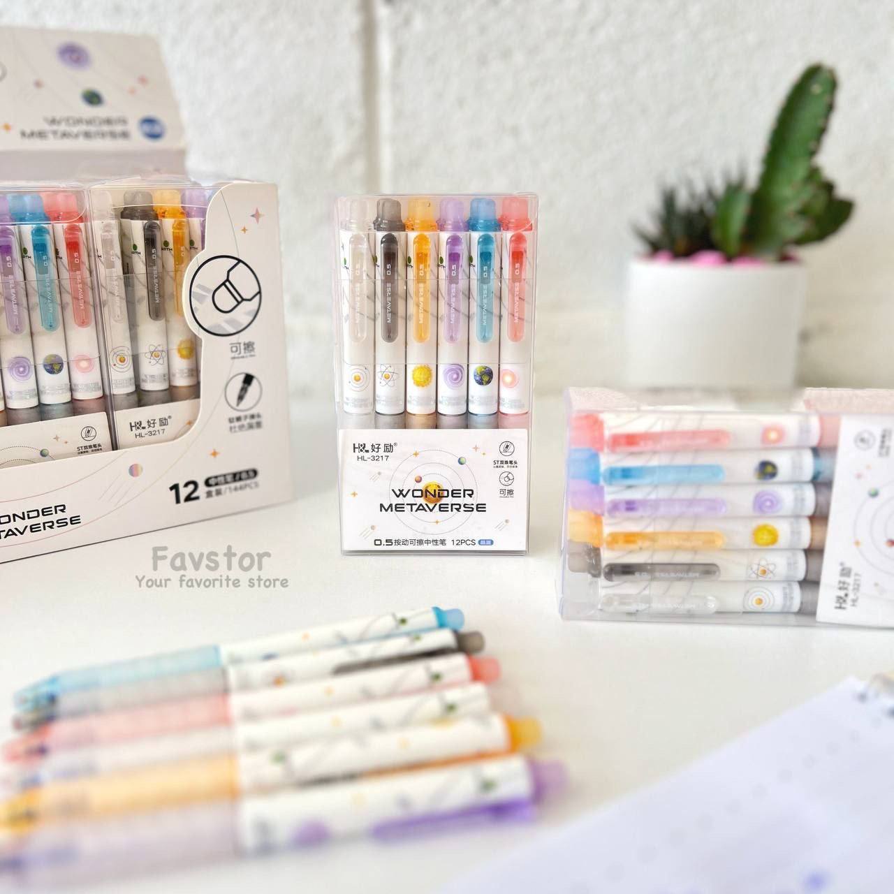 photo_2025-10-01_10-53-46 (2) روان نویس پاک کن دار کلیکی گریپ دار H&L طرح گلکسی WONDER METAV ERSE کد HL-3217 - Image 1