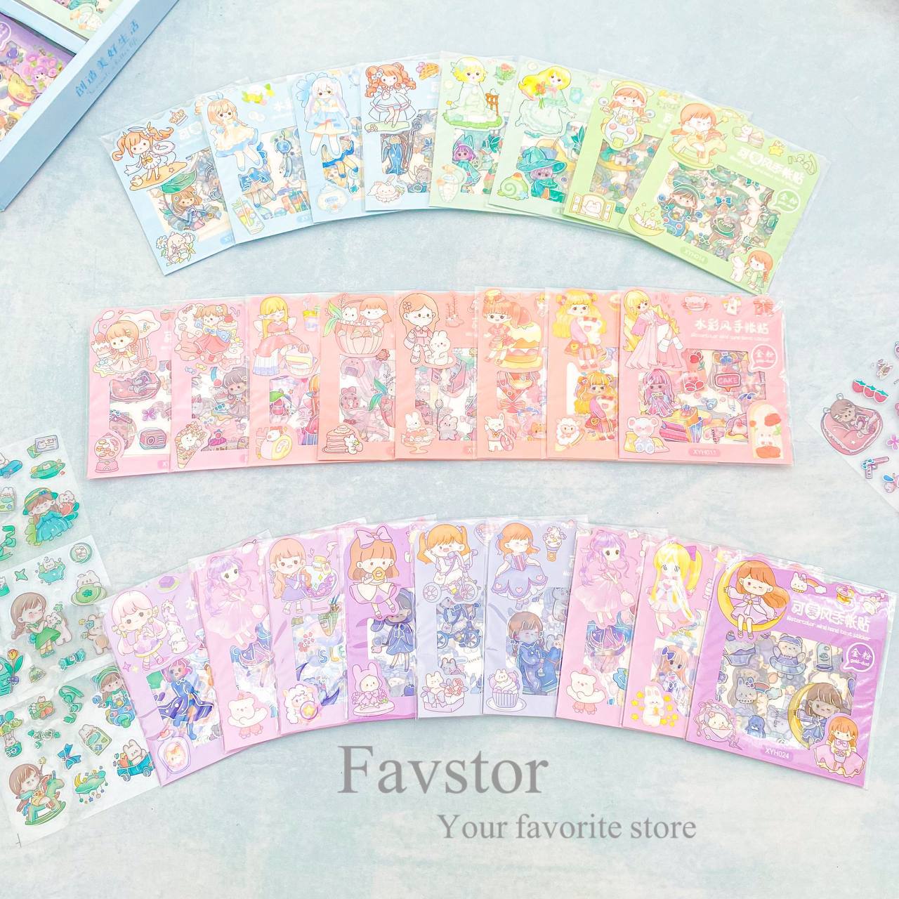 ست 3 عددی شیت استیکر شفاف طلاکوب YIDAWENHUA طرح دختر سری XYH کد24-13