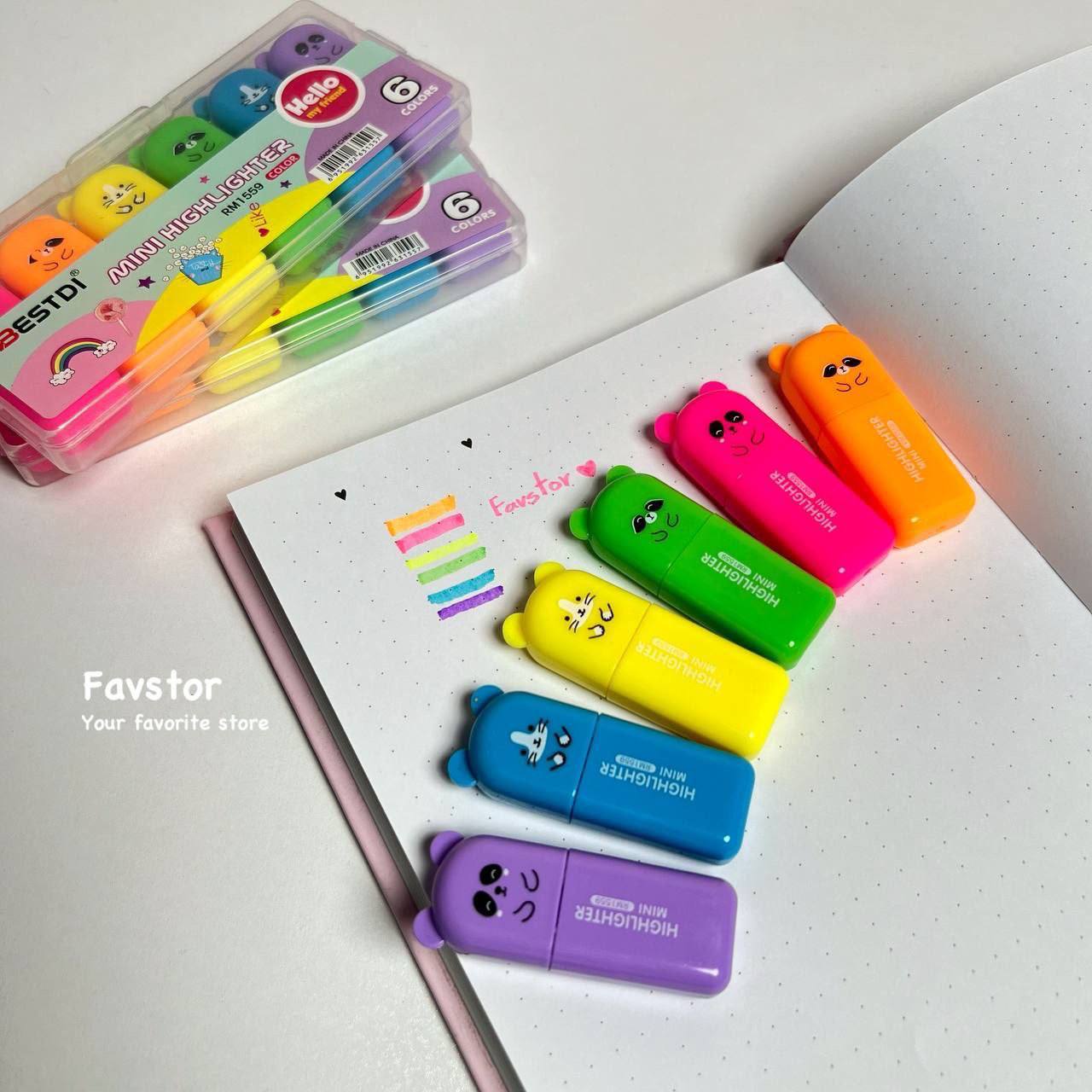 ست 6 مینی هایلایتر BESTDI نئونی طرح حیوانات کد RM1559