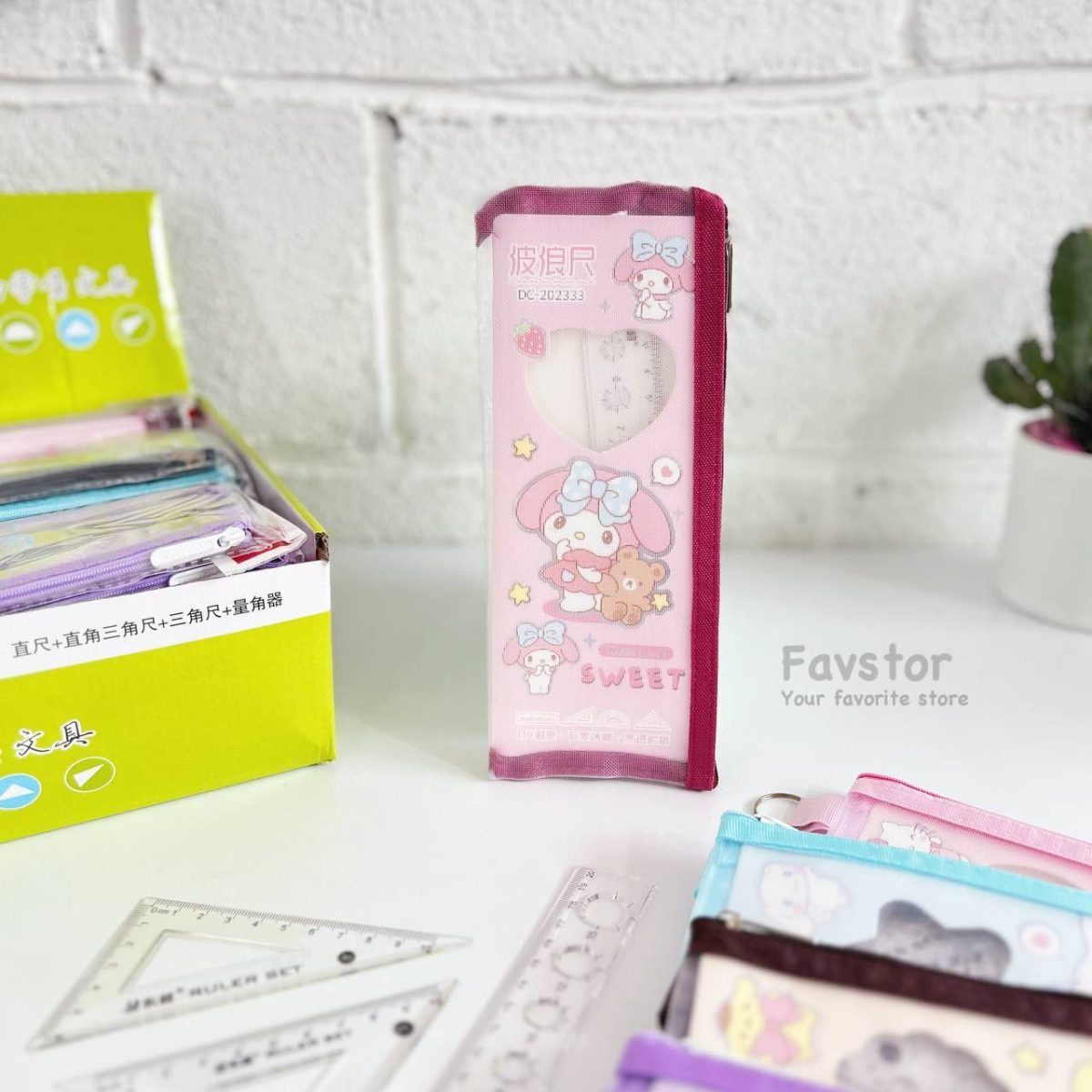ست 5 تکه خط کش، گونیا، نقاله شفاف DONGCHAO طرح کرومی و Sanrio کد DC-202333 - Image 5