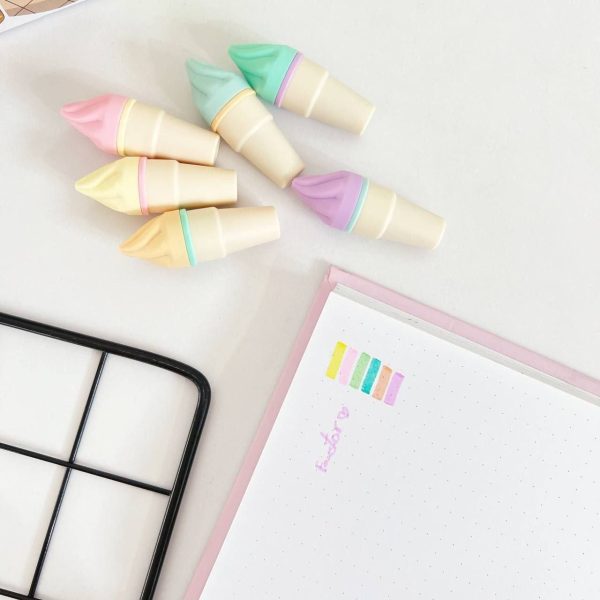 ست 6 عددی هایلایتر XYUEH طرح بستنی قیفی کد XYH-1708