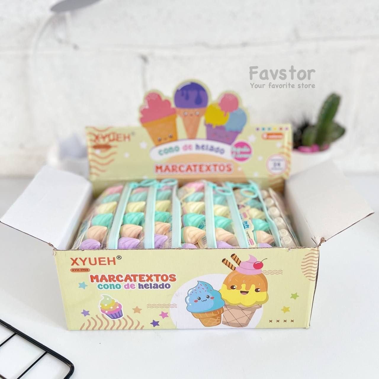 photo_2025-10-30_10-15-31 (2) ست 6 عددی هایلایتر XYUEH طرح بستنی قیفی کد XYH-1708 - Image 4