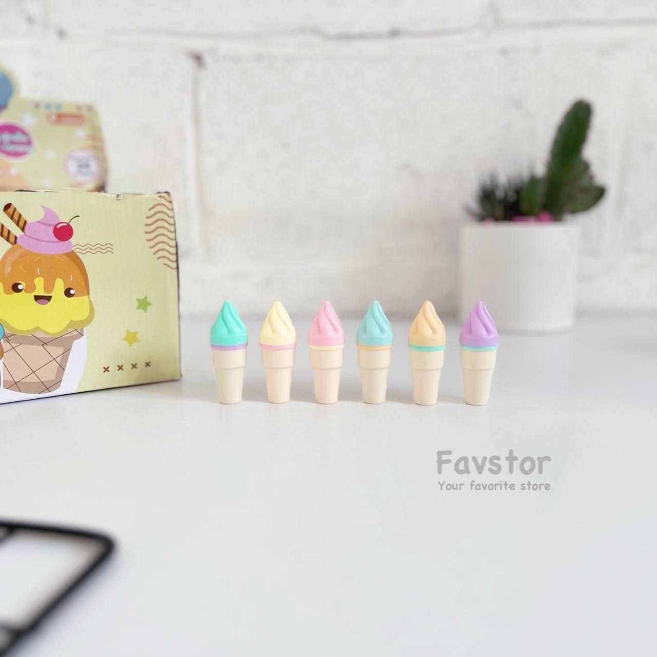 photo_2025-10-30_10-15-31 ست 6 عددی هایلایتر XYUEH طرح بستنی قیفی کد XYH-1708 - Image 3