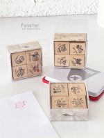 ست 4 عددی مهر چوبی مربعی سری WZ-X100