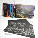 ست 2 عددی اسکرچ کارت طرح شهر رویایی city night view سایز A3