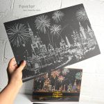 ست 2 عددی اسکرچ کارت طرح شهر رویایی city night view سایز A3 - Image 2