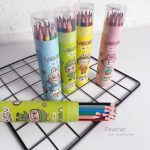 مداد رنگی 18 رنگ استوانه‌ای تراش‌دار طرح لابوبو کد 718