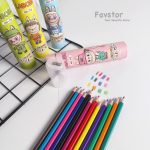 مداد رنگی 12 رنگ استوانه‌ای تراش‌دار طرح لابوبو کد 712