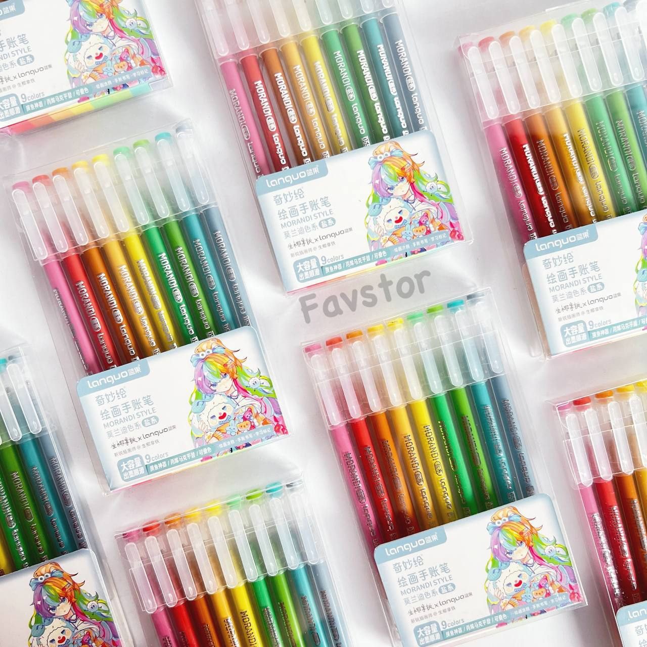 ست 9 عددی روان نویس مون لایت Languo طرح انیمه سری MORANDI STYLE کد K0553