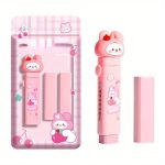 ست پاک کن کاتری و یدک Pinen طرح خرگوش و توت فرنگی کد XP-3086 - Image 2