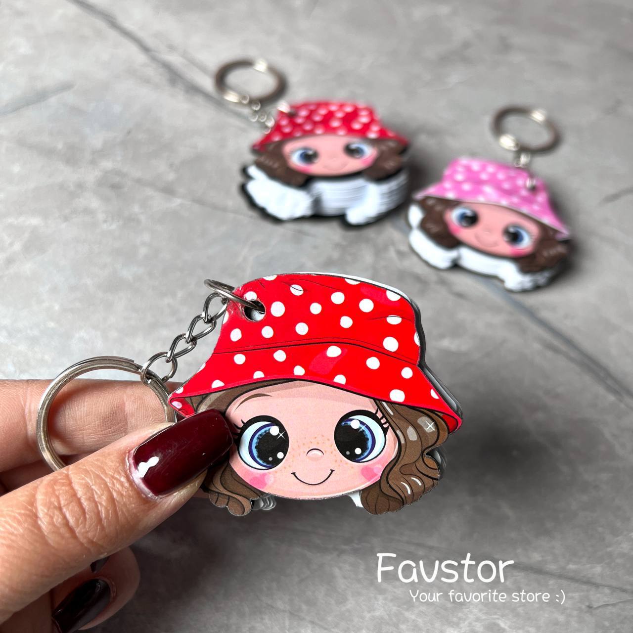 مینی دفترچه یادداشت جاسوییچی جلد چوبی دایکات طرح دختر گوگولی