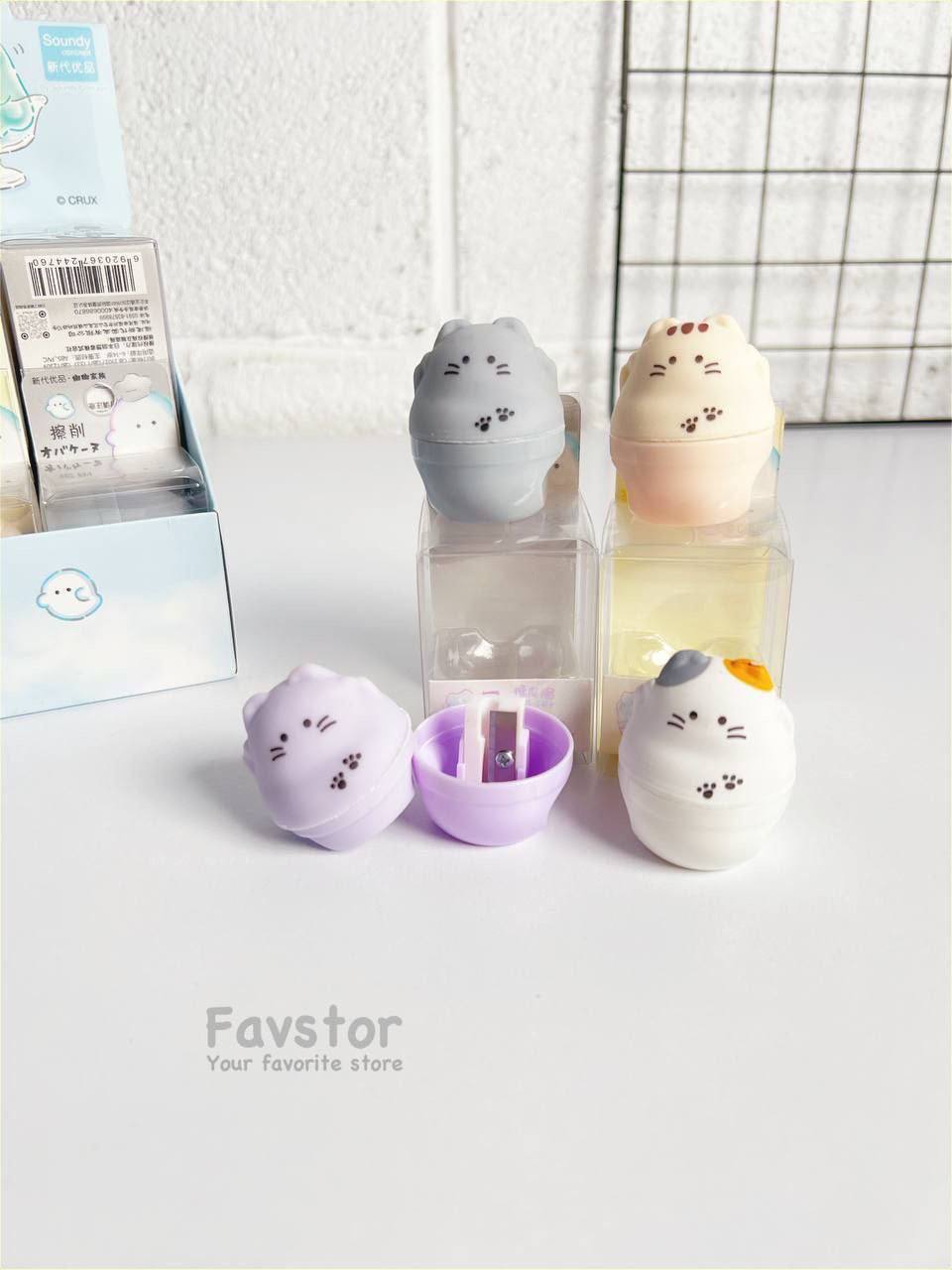 ست پاک کن و مداد تراش مخزن دار Soundy طرح گربه کد G024476