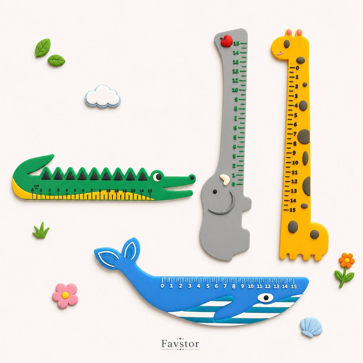 خط کش 15 cm سیلیکونی Axikid طرح حیوانات
